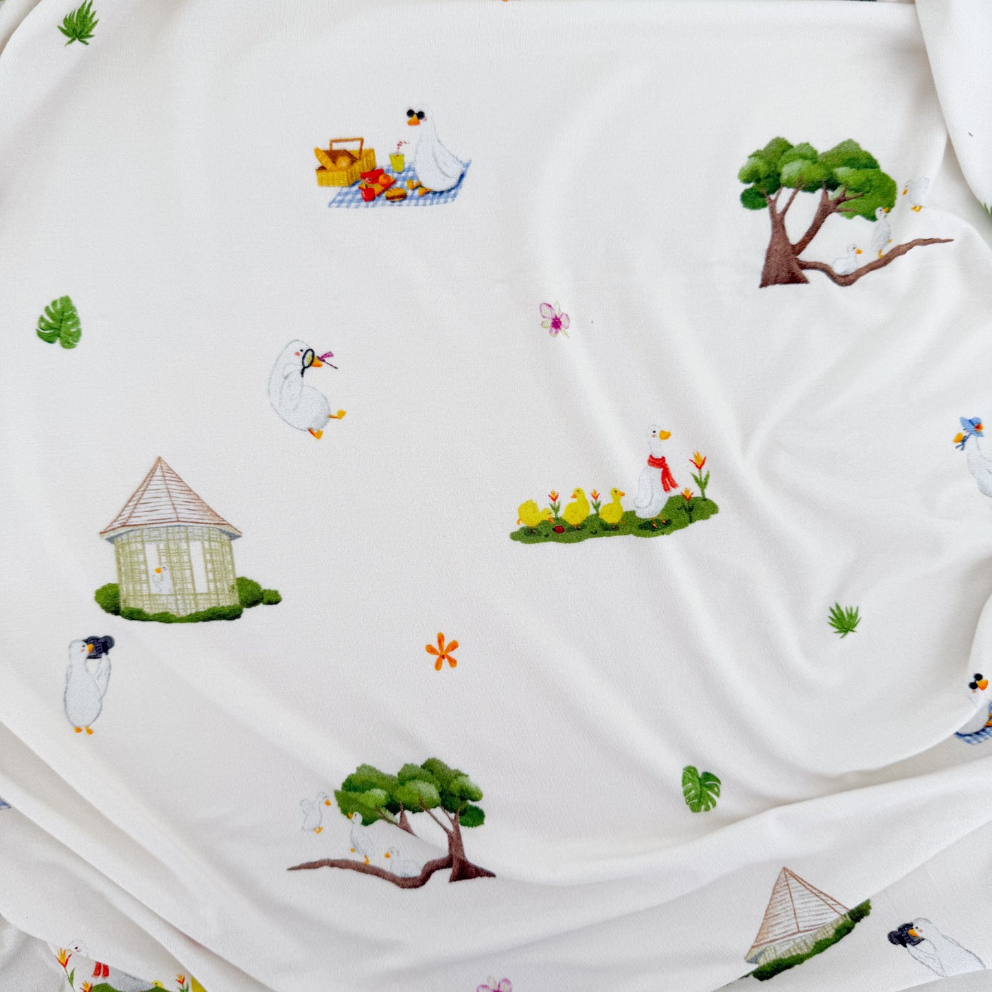 Single Layer Bamboo Blanket (Botanical Ducks)