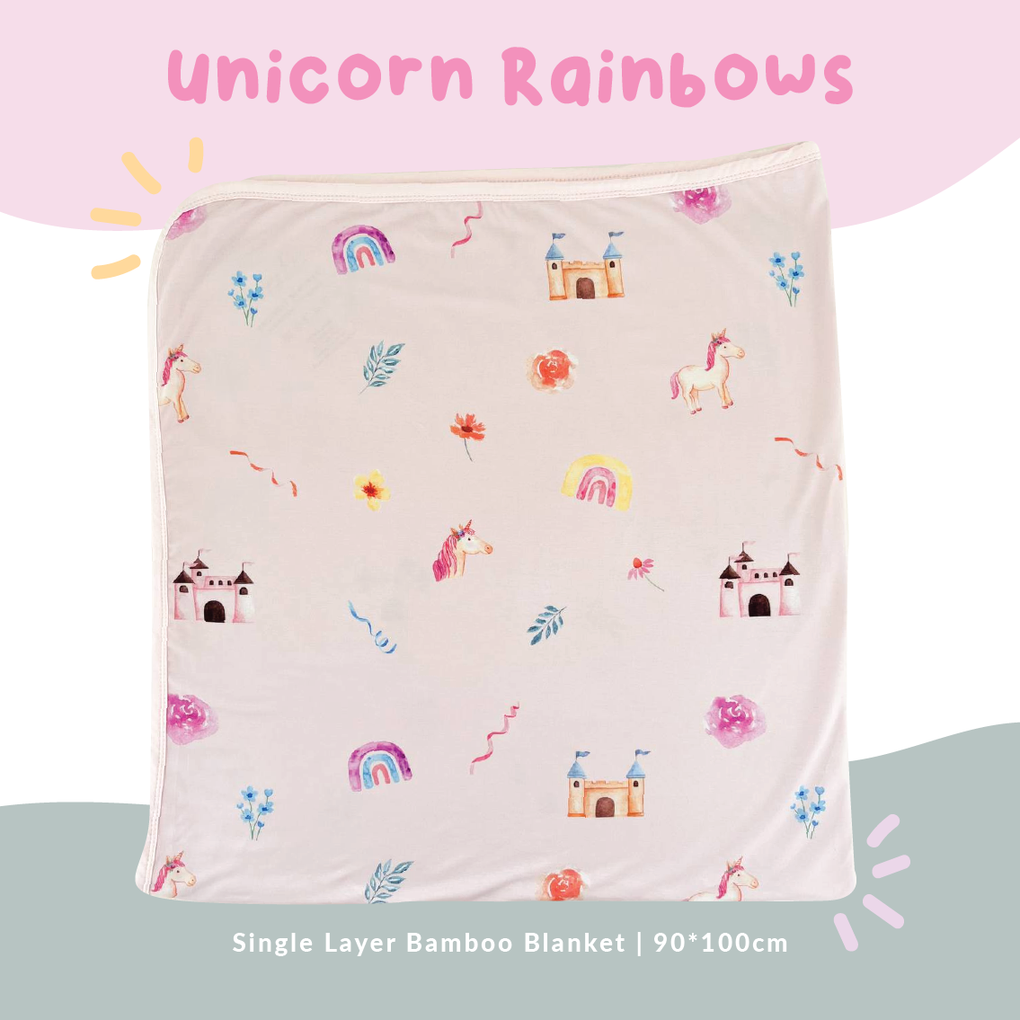 Single Layer Bamboo Blanket (Unicorns)