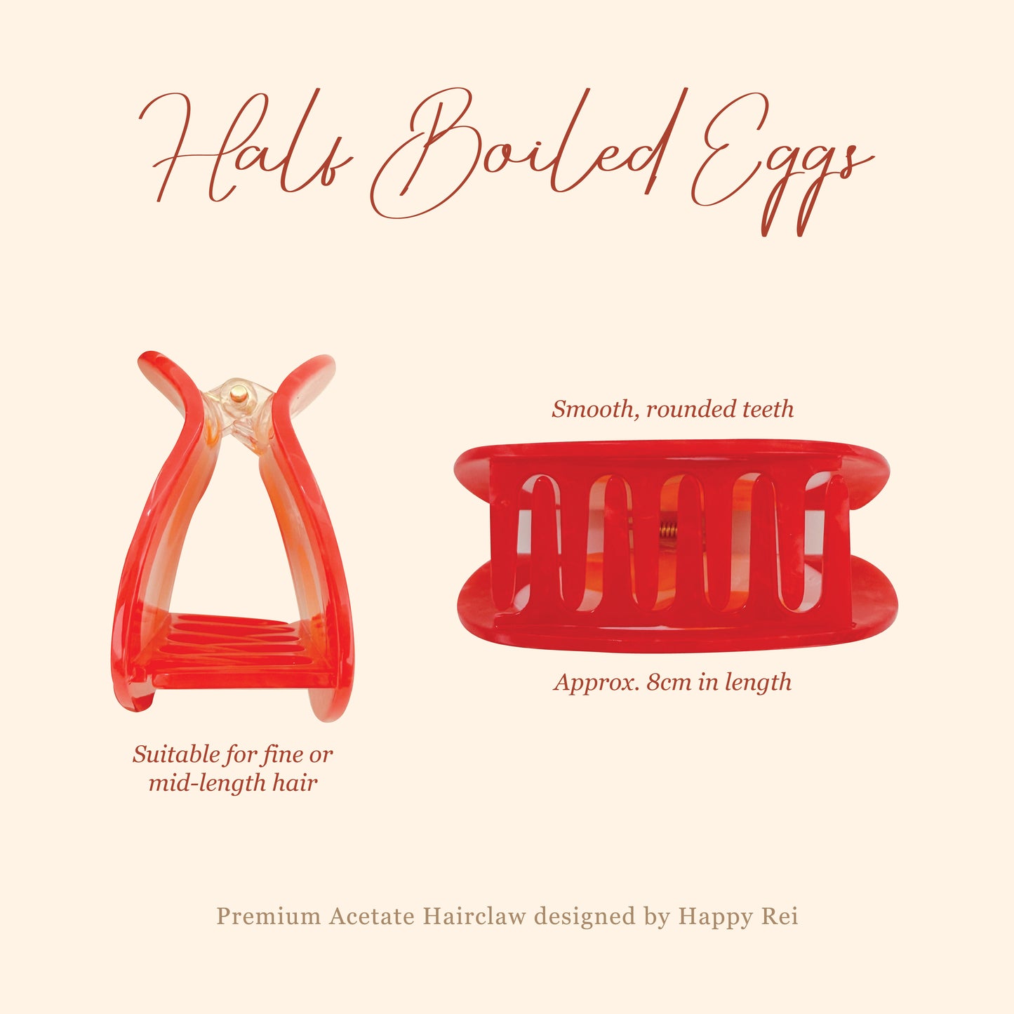 Premium Acetate Hairclaw - Half-boiled Eggs