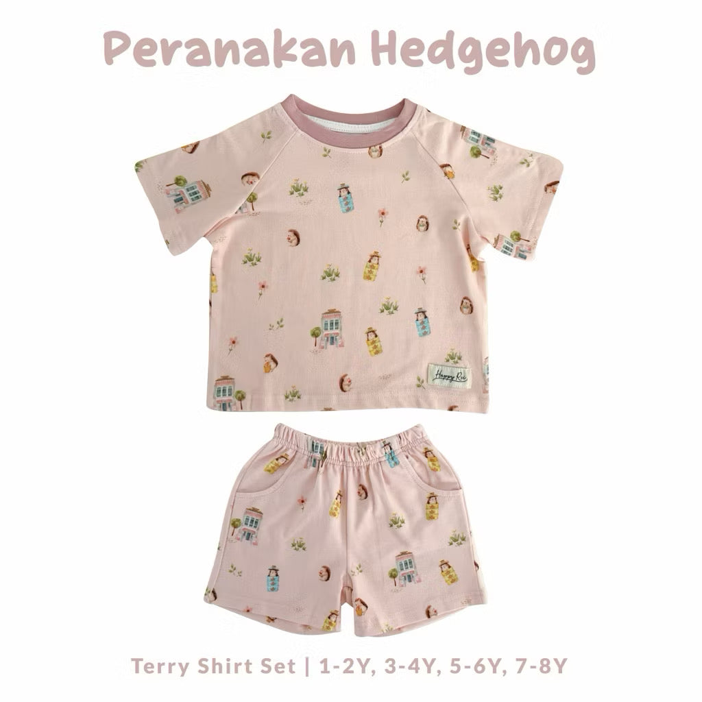 French Terry Shirt & Shorts - Peranakan Hedgehog
