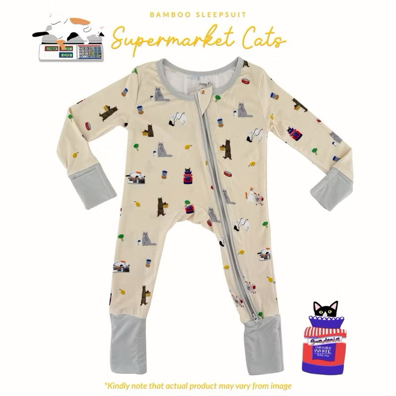 Bamboo Sleep-suit (Supermarket cats)