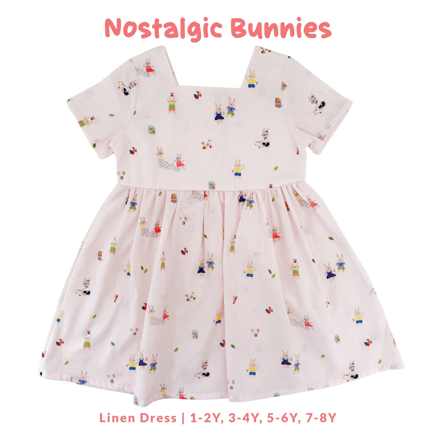 Linen Dress - Nostalgic Bunnies
