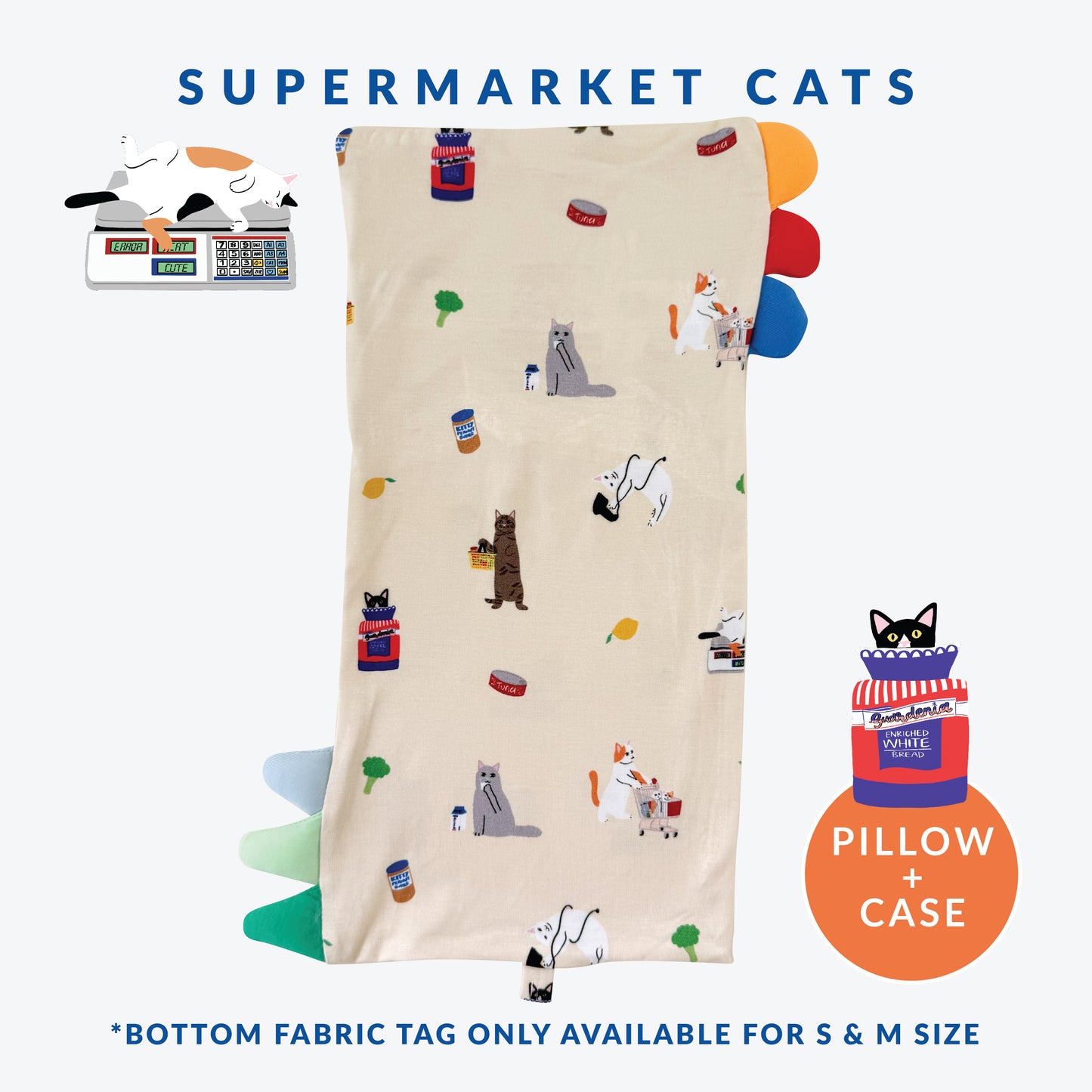 Lil' Snuggles Pillow + Case (Supermarket Cats)