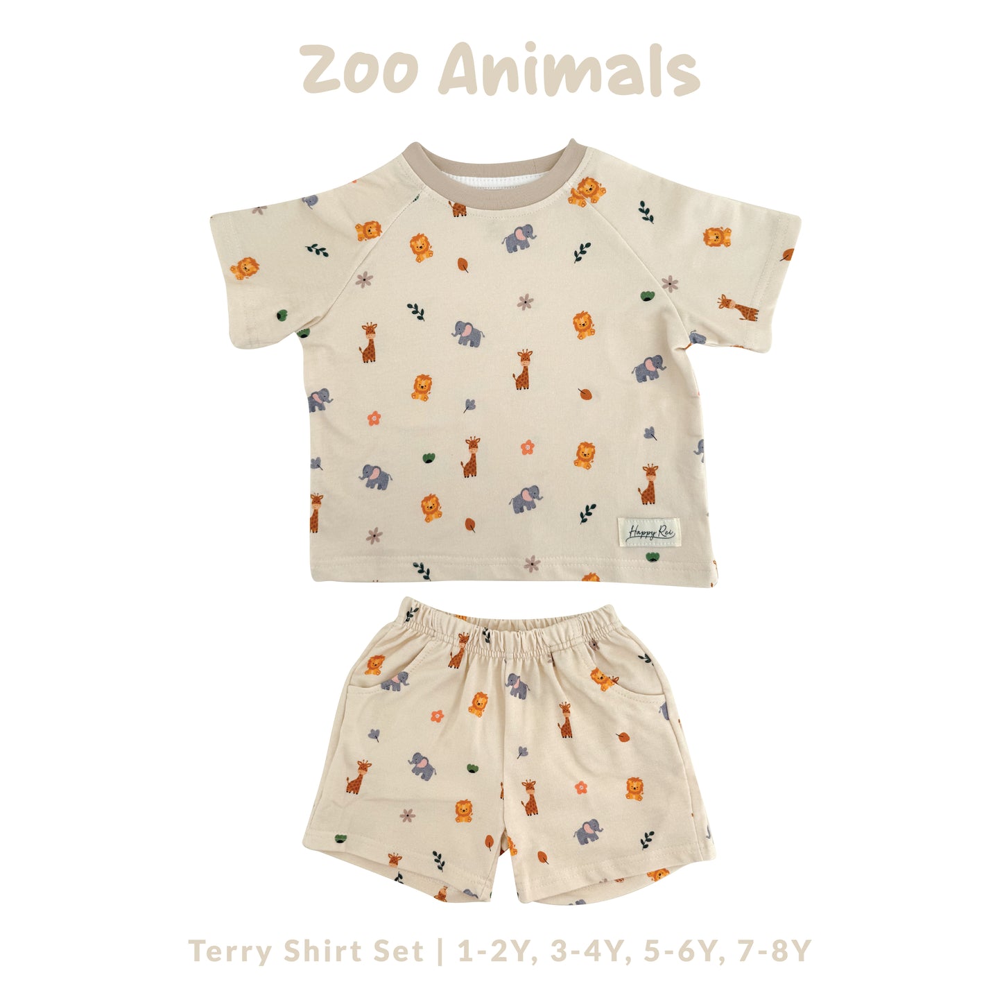 French Terry Shirt & Shorts - Zoo Animals