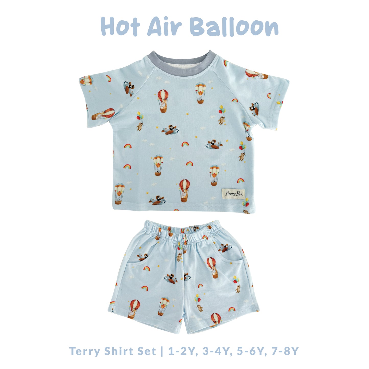 French Terry Shirt & Shorts - Hot Air Balloon