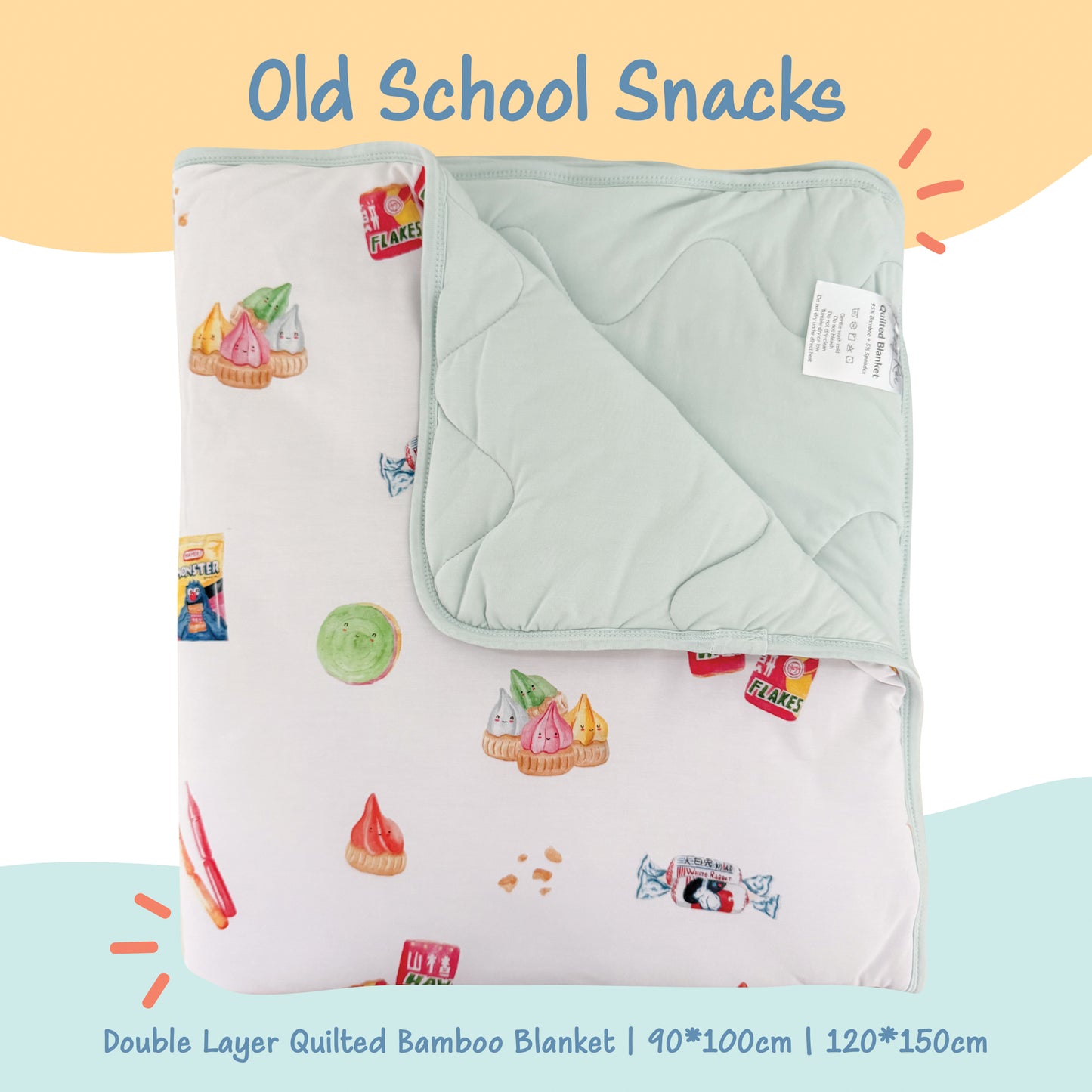 Double Layer Quilted Bamboo Blanket (Old School Snacks)