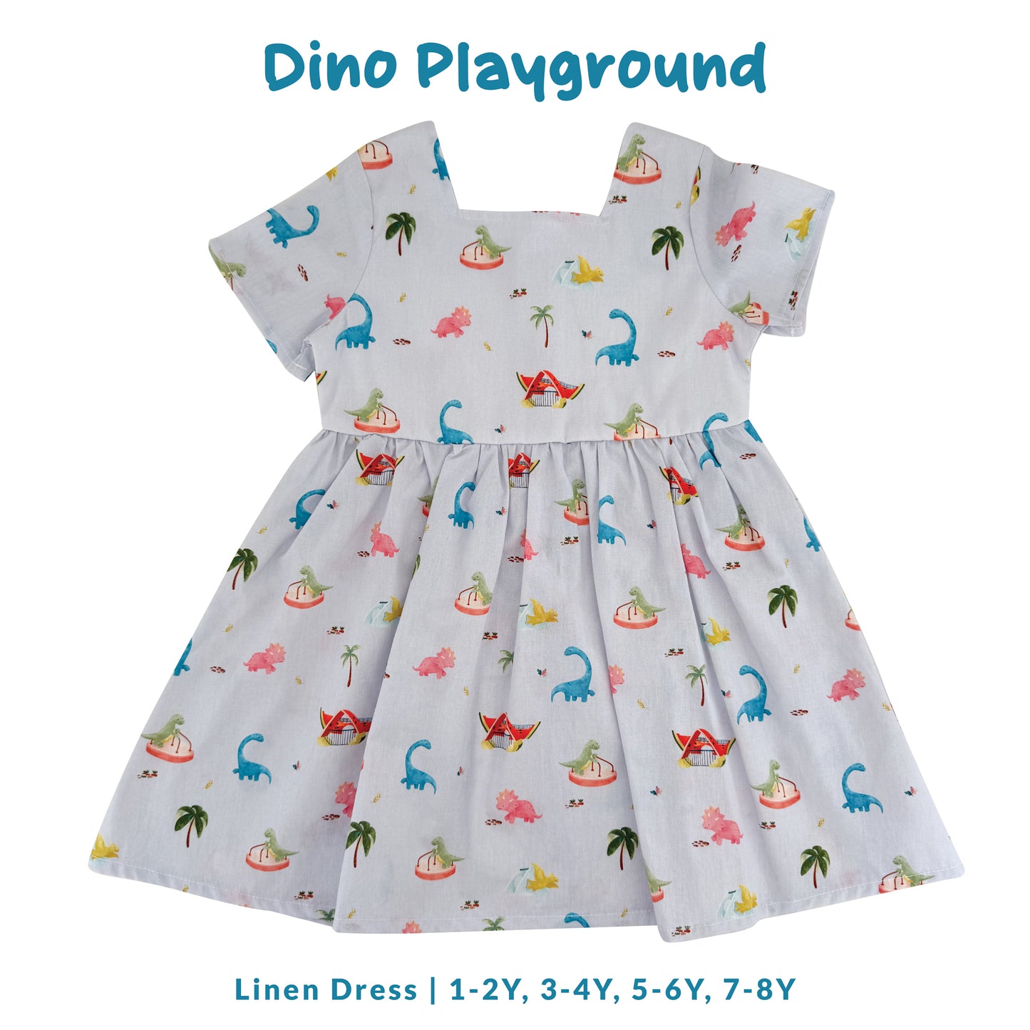 Linen Dress - Dino Playground