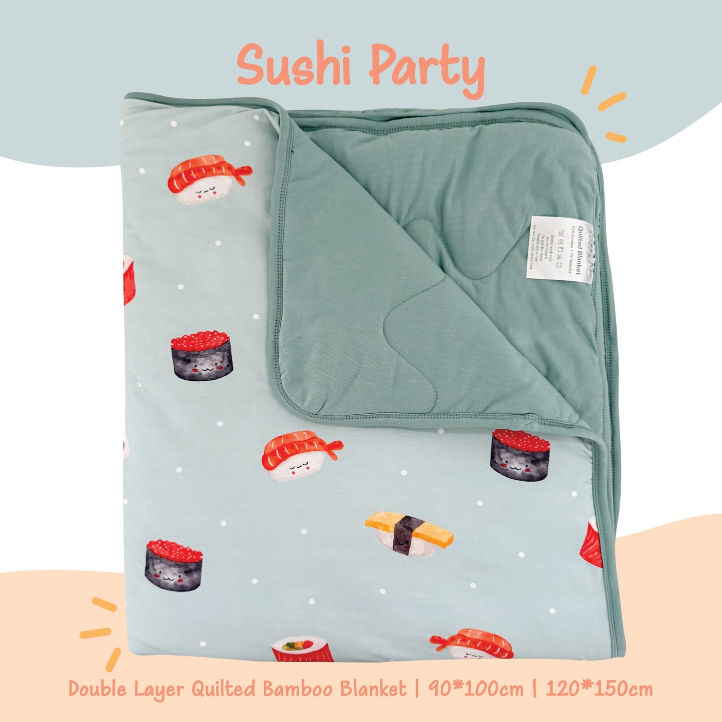 Double Layer Quilted Bamboo Blanket (Sushi)