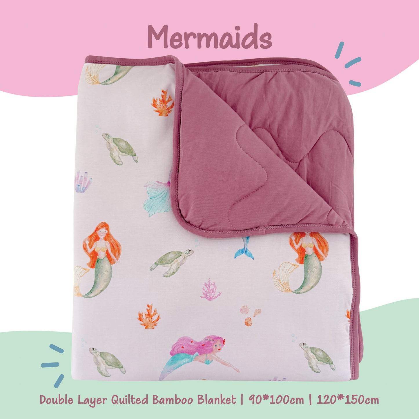Double Layer Quilted Bamboo Blanket (Mermaids)