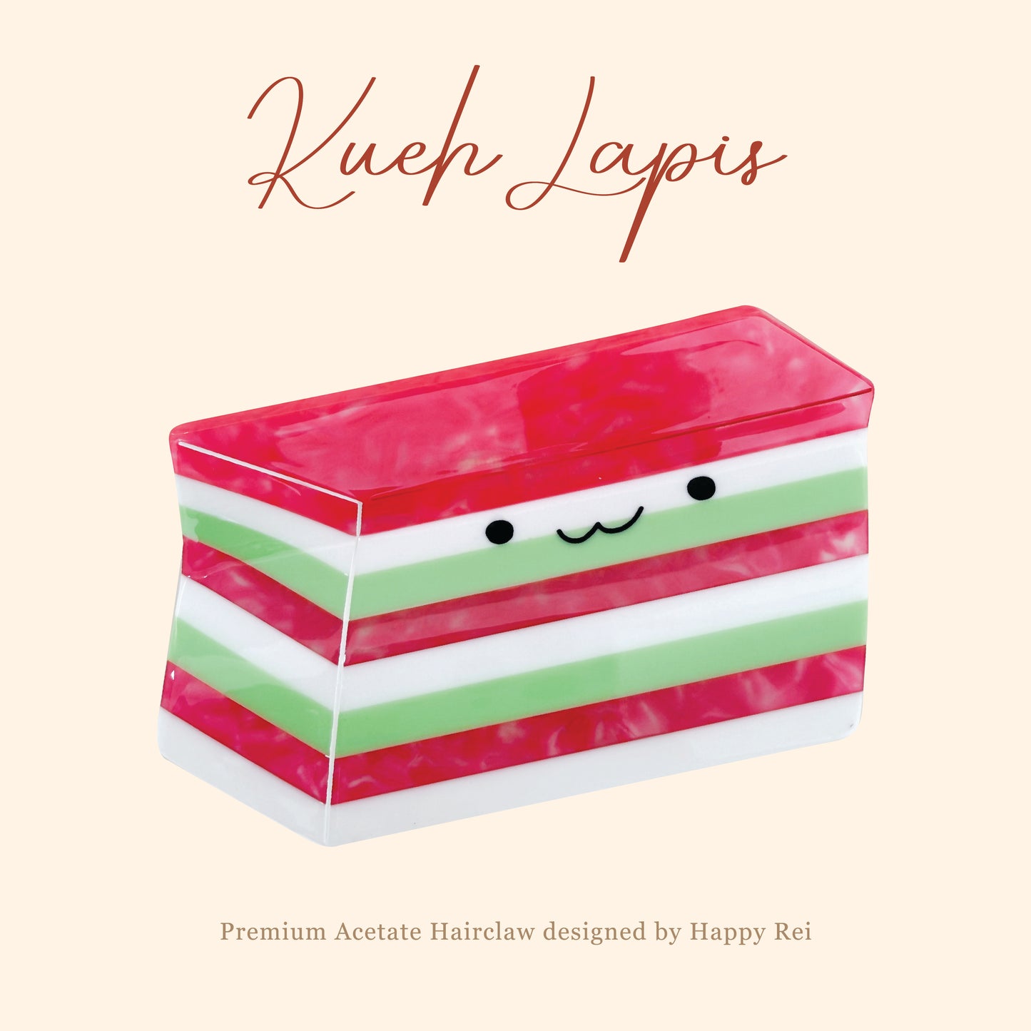 Premium Acetate Hairclaw - Kueh Lapis