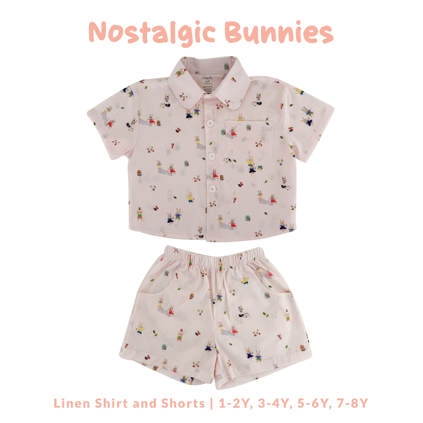 Linen Shirt and Shorts - Nostalgic Bunnies