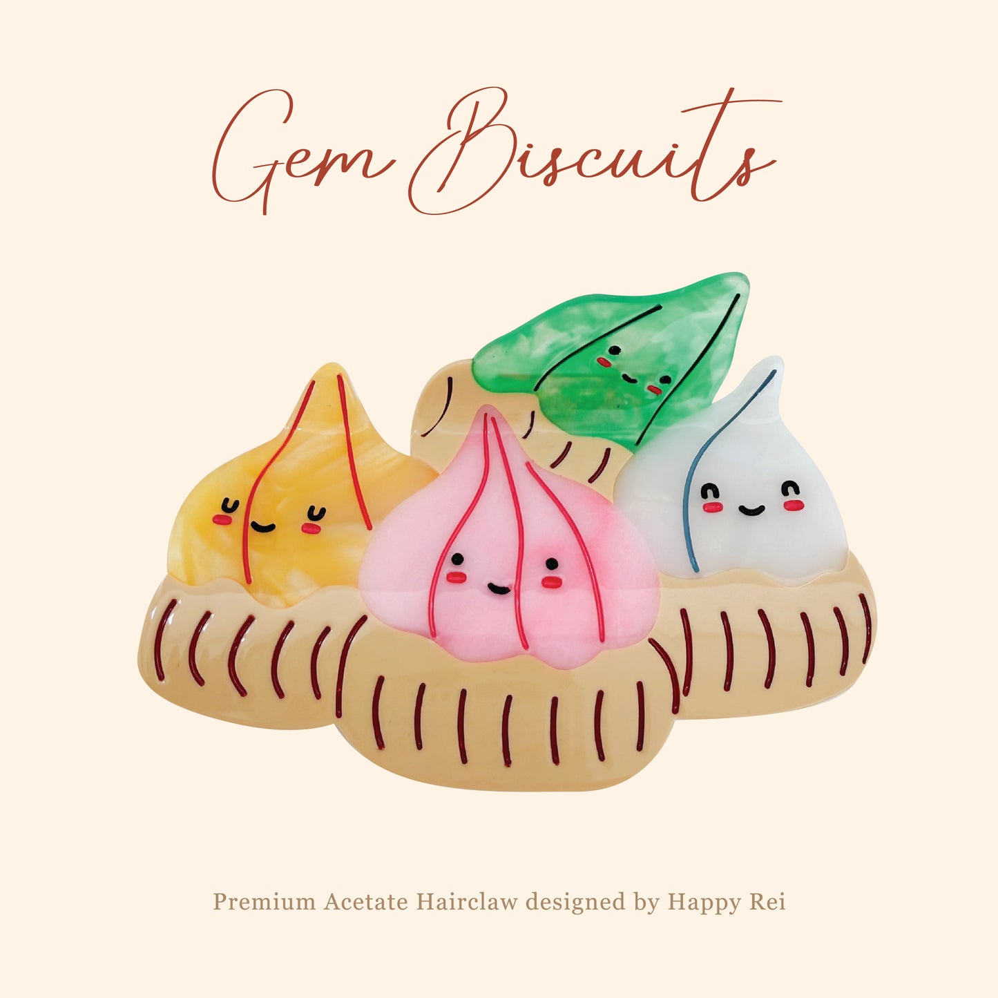 Premium Acetate Hairclaw - Gem Biscuits