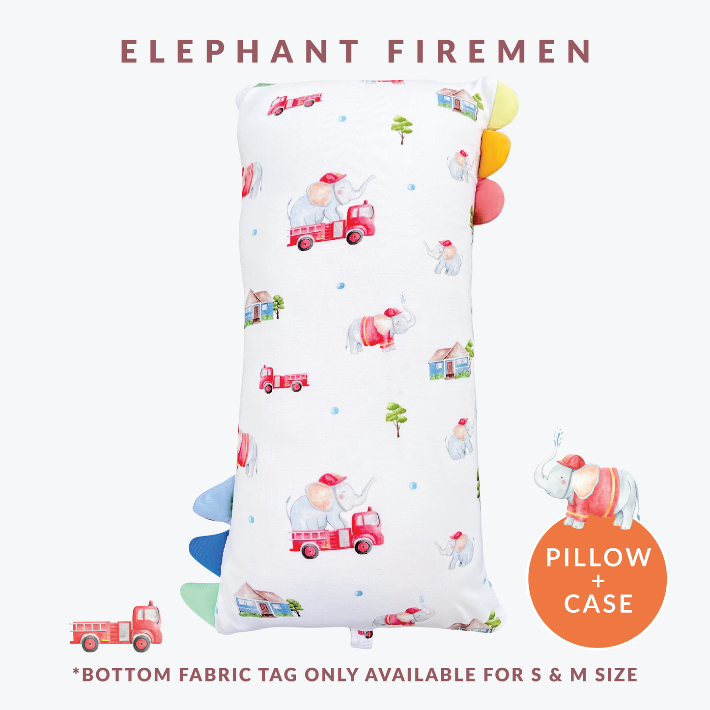 Lil' Snuggles Pillow + Case (Firemen Elephant)