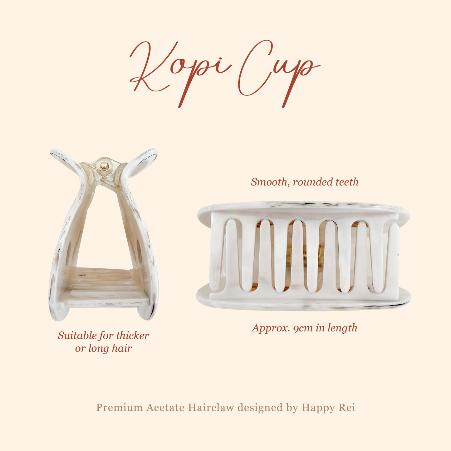 Premium Acetate Hairclaw - Kopi Cup