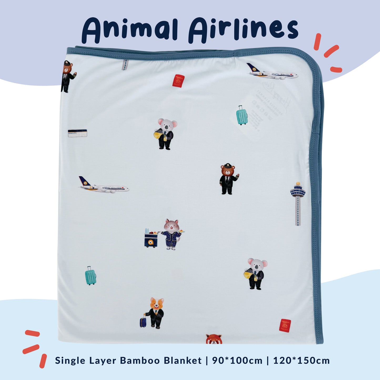Single Layer Bamboo Blanket (Animal Airlines)