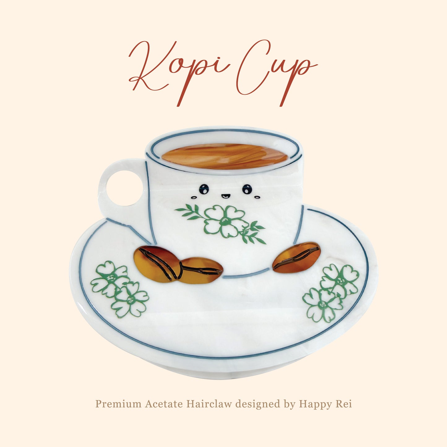 Premium Acetate Hairclaw - Kopi Cup