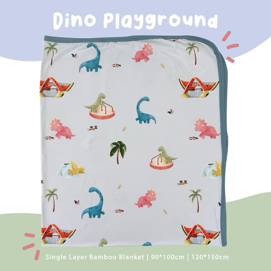 Single Layer Bamboo Blanket (Dino Playground)