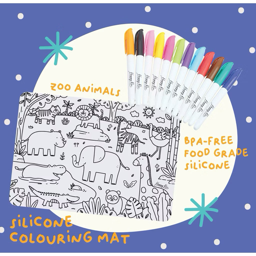Reusable Colouring Mat + 12pc Markers