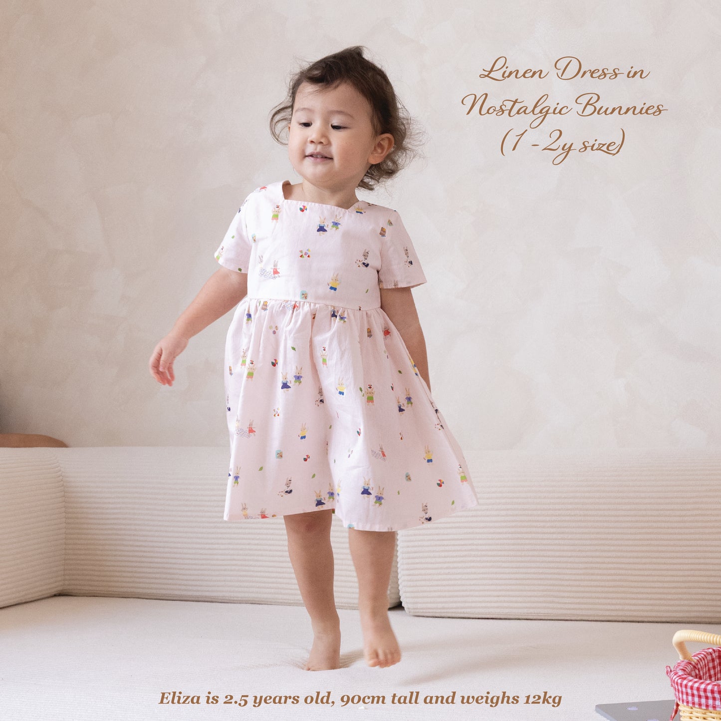 Linen Dress - Nostalgic Bunnies