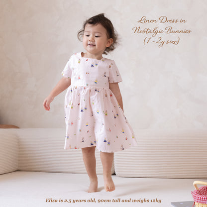 Linen Dress - Nostalgic Bunnies