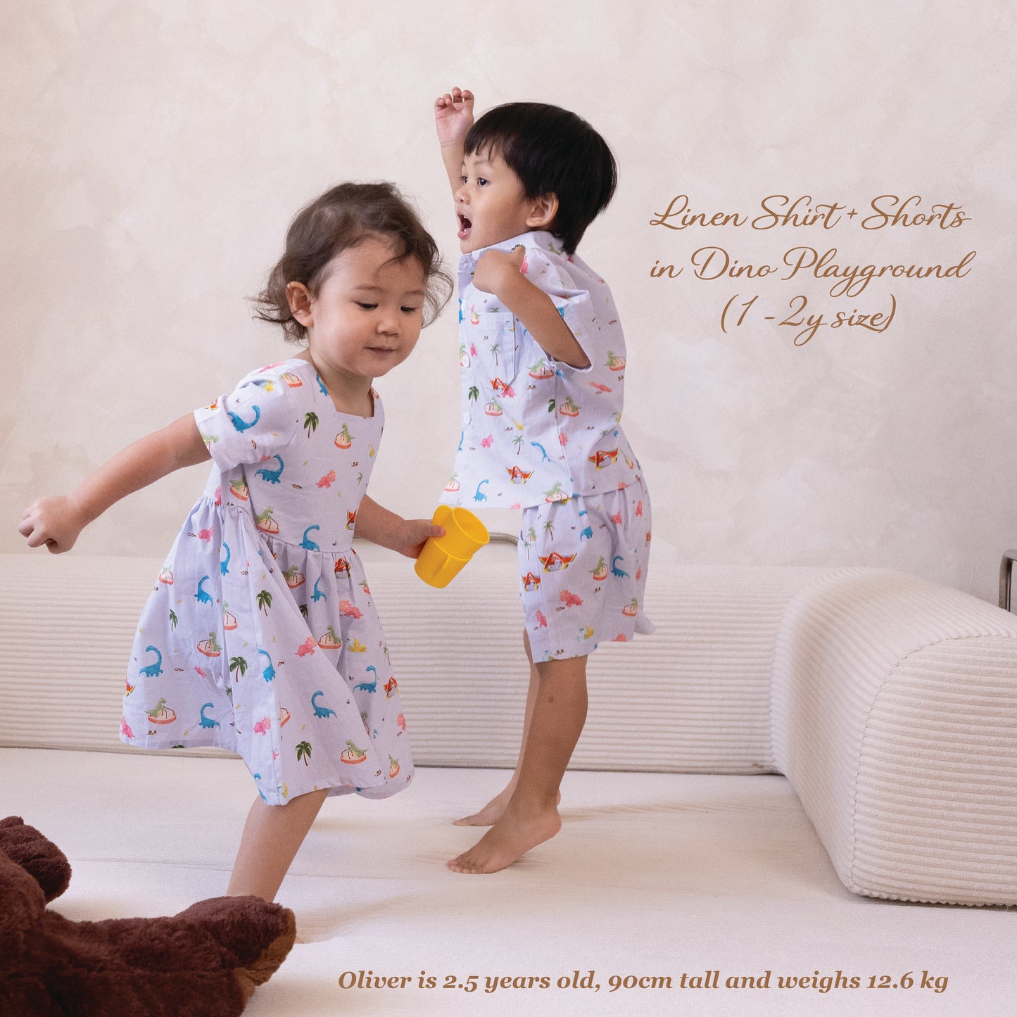 Linen Shirt and Shorts - Dino Playground