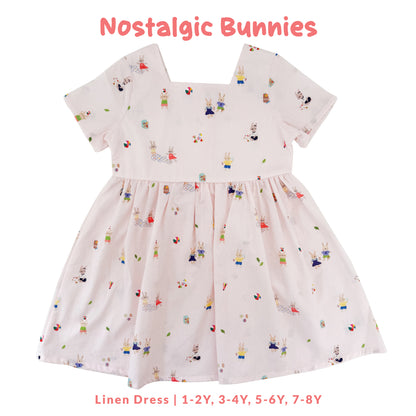 Linen Dress - Nostalgic Bunnies