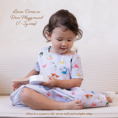 Linen Dress - Dino Playground