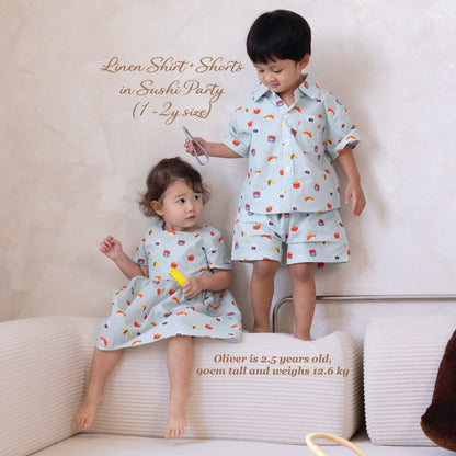 Linen Shirt and Shorts - Sushi Party