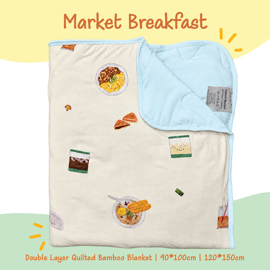 Double Layer Quilted Bamboo Blanket (Market Breakfast)