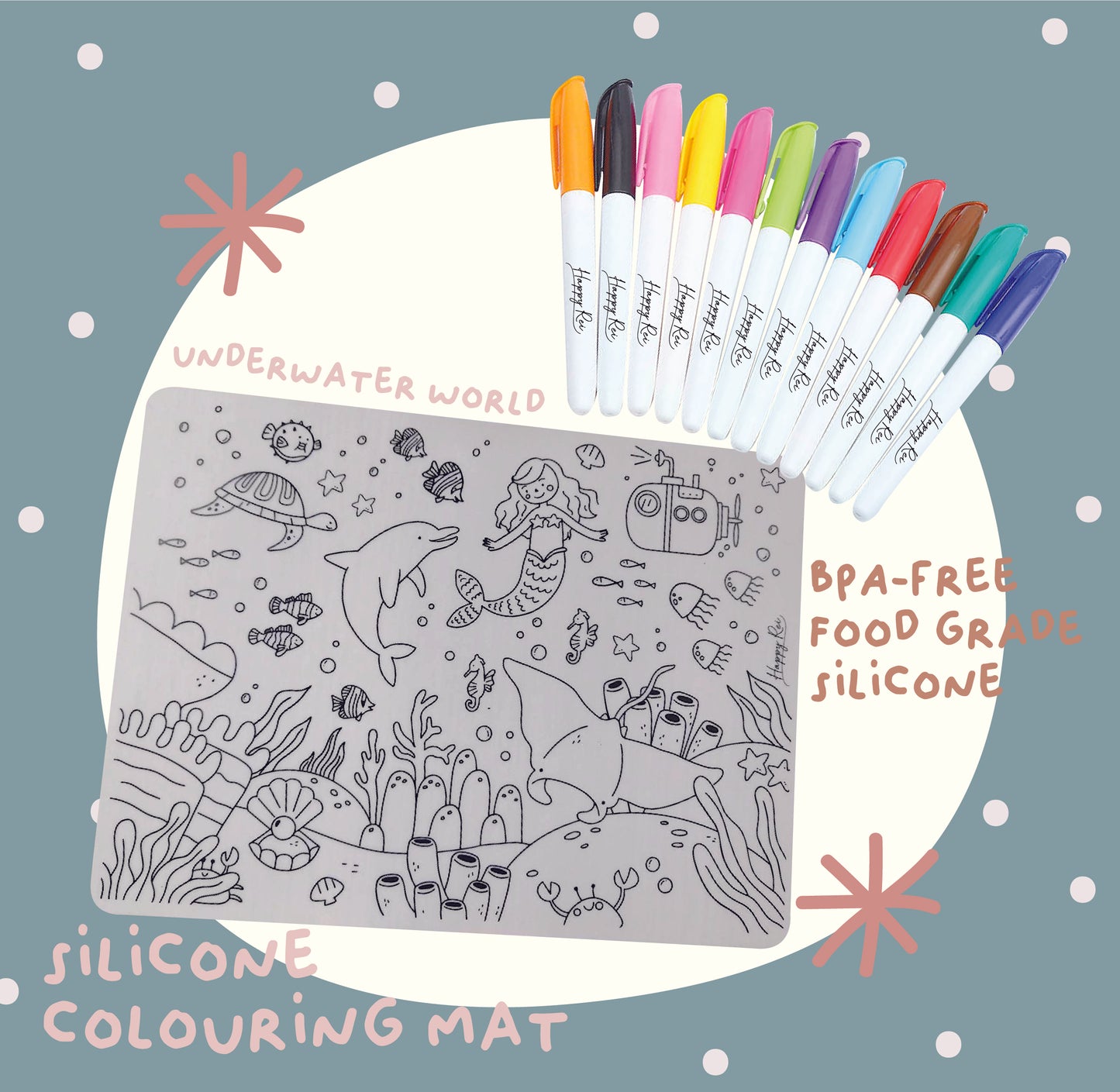 Reusable Colouring Mat + 12pc Markers