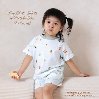 French Terry Shirt & Shorts - Matcha Bliss