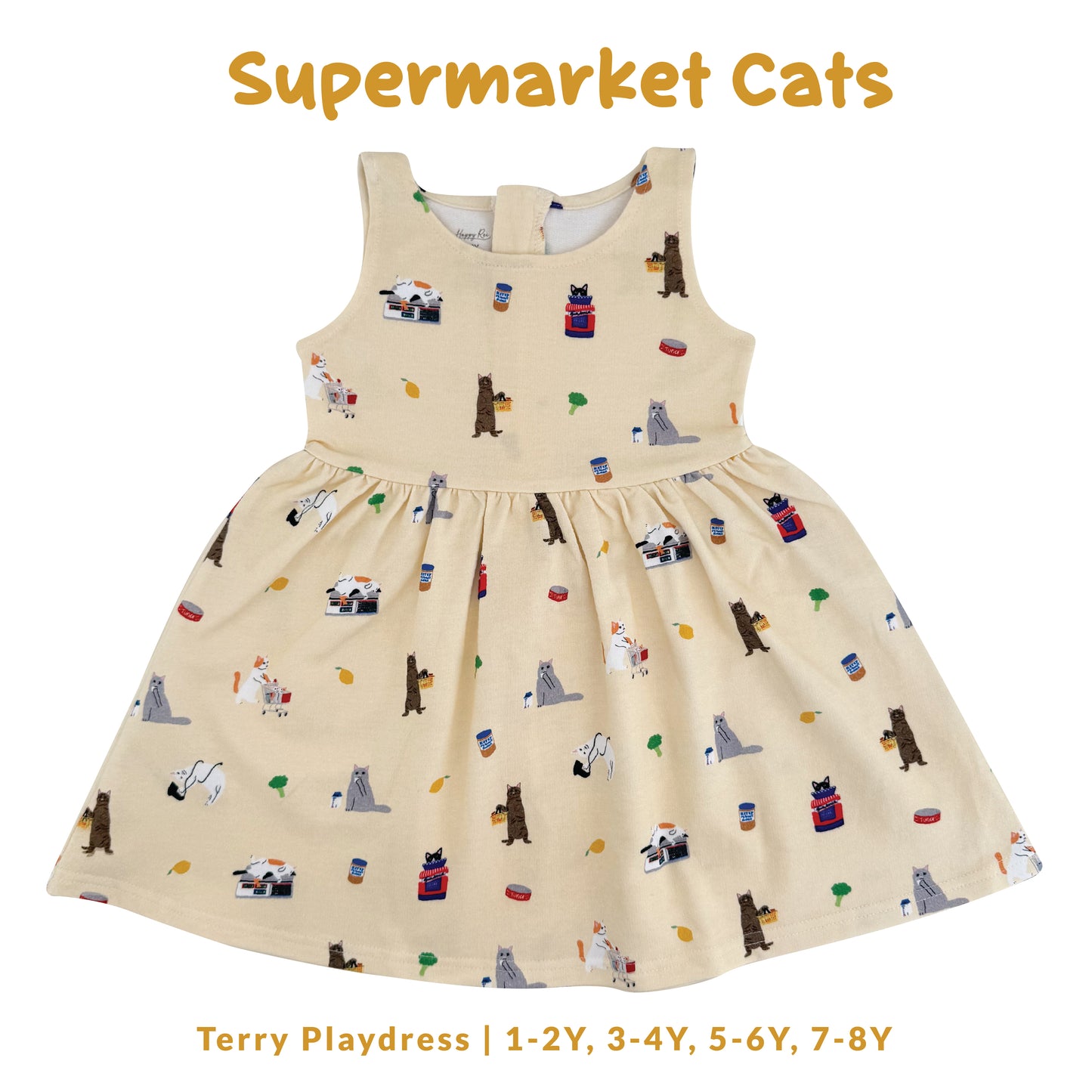 French Terry Dress - Supermarket Cats