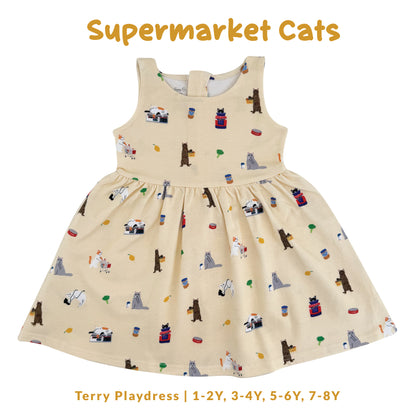 French Terry Dress - Supermarket Cats