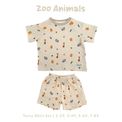 French Terry Shirt & Shorts - Zoo Animals