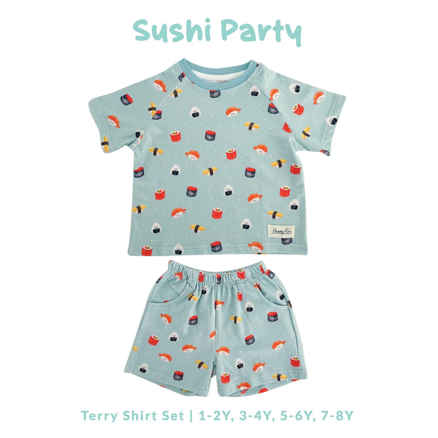 French Terry Shirt & Shorts - Sushi Party