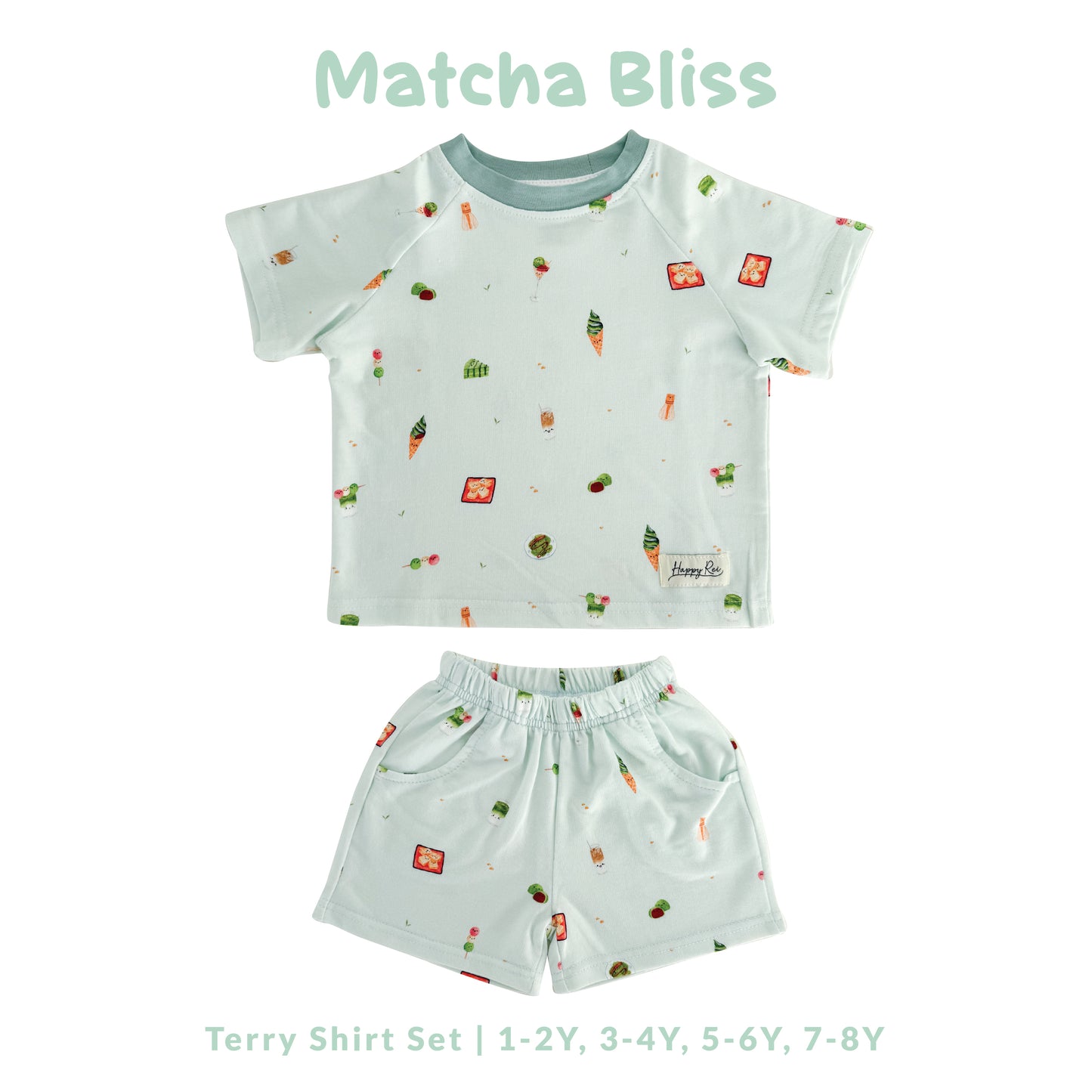 French Terry Shirt & Shorts - Matcha Bliss