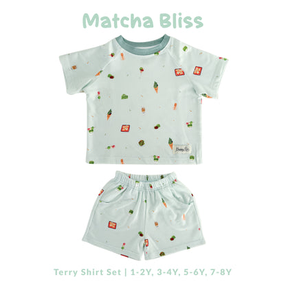 French Terry Shirt & Shorts - Matcha Bliss